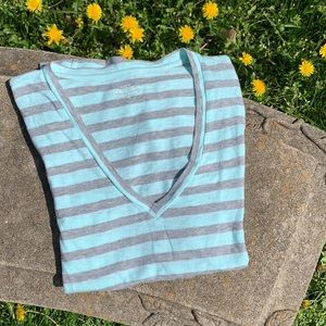 J Crew Vintage Cotton Striped Tee Mint/Gray, XS